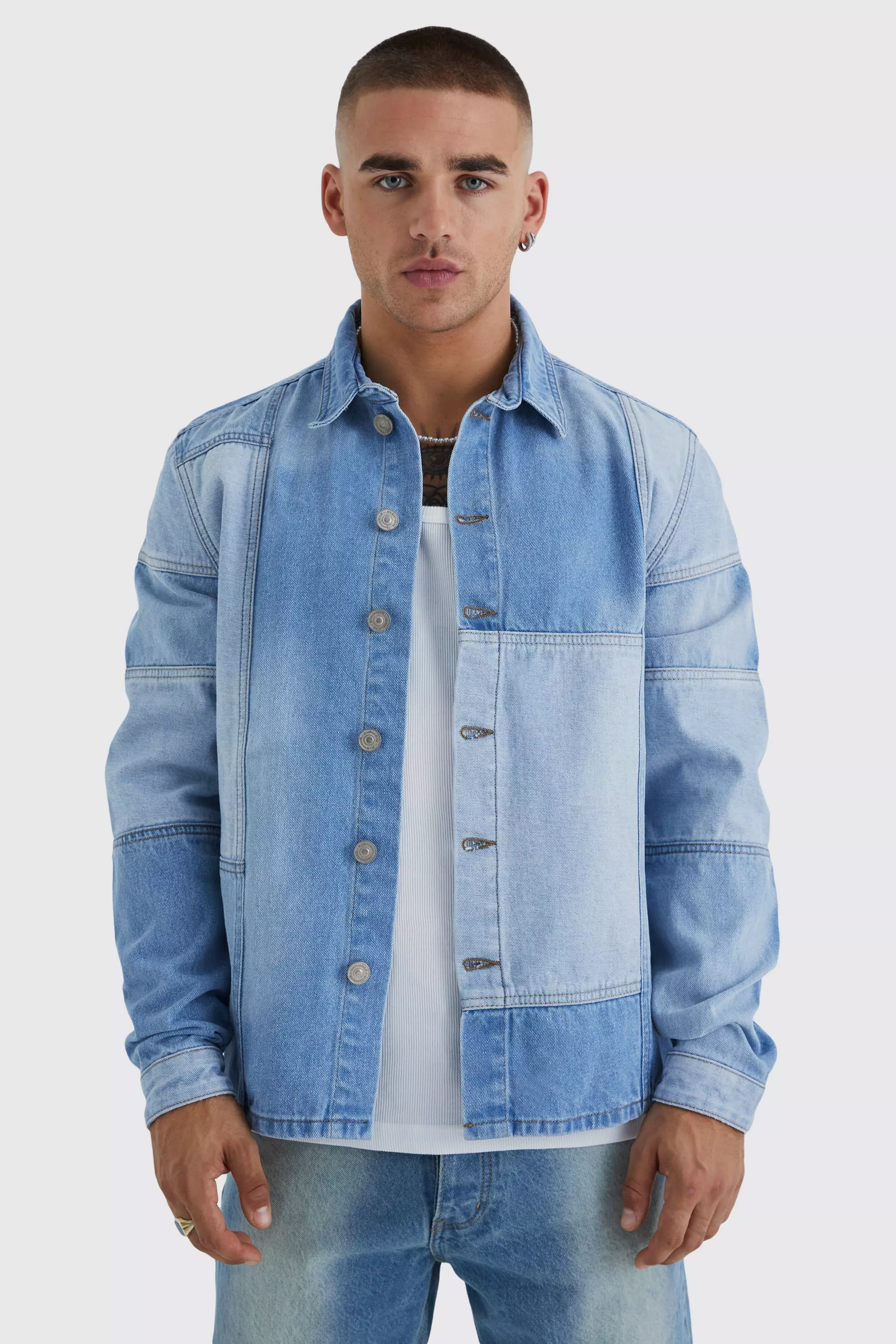 【BAON】Railu Pocket Washing Denim Over Shirt Pocket denim overshirt - Men | MANGO OUTLET USA